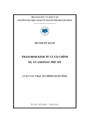 Luận văn thạc sĩ thẩm định kinh tế và tài chính dự án amoniac phú mỹ