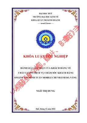 Đánh giá cảm nhận của khách hàng về chất lượng dịch vụ chăm sóc khách hàng online tại minh tuấn mobile chi nhánh đà nẵng