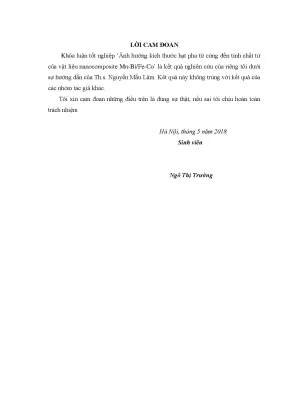 Khóa luận ảnh hưởng kích thước hạt pha từ cứng đến tính chất từ của vật liệu từ cứng nanocomposite mn bi fe co