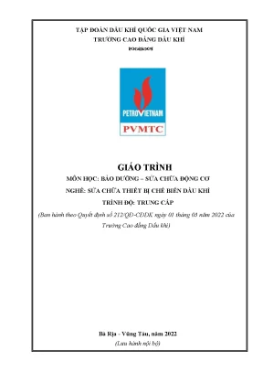 Giáo trình sửa chữa bảo dưỡng động cơ đốt trong nghề sửa chữa thiết bị chế biến dầu khí trung cấp