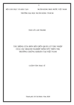 0232 tác động của đòn bẩy đến quản lý thu nhập của các dn niêm yết trên thị trường chứng khoán tại việt nam luận văn thạc sĩ tcnh thái lê lan thanh hoàng đ