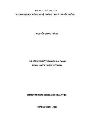 Luận văn thạc sĩ nghiên cứu hệ thống nhận dạng ngôn ngữ ký hiệu việt nam