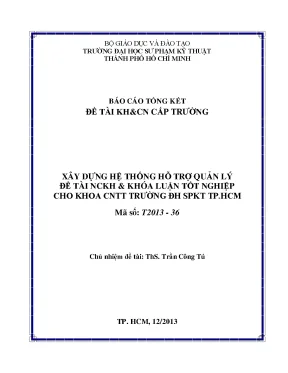 Xây dựng hệ thống hỗ trợ quản lý đề tài và khóa luận tốt nghiệp cho khoa công nghệ thông tin trường đại học sư phạm kỹ thuật tp hồ chí minh đề tài nckh