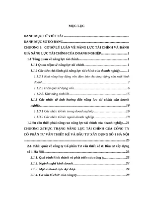 Luận văn tốt nghiệp thực trạng năng lực tài chính của công ty cổ phần tư vấn thiết kế và đầu tư xây dựng số 1 hà nội