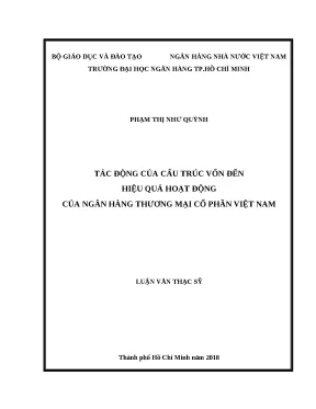 0267 tác động của cấu trúc vốn đến hiệu quả hoạt động của nhtm cp việt nam luận văn thạc sĩ kinh tế phạm thị như quỳnh tp hcm đh nh 2018 70 tr