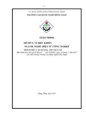 Giáo trình vi điều khiển nghề điện tử công nghiệp cđtc