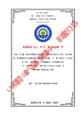 Khóa luận tốt nghiệp kế toán tài sản cố định hữu hình và hiệu quả sử dụng tài sản cố định hữu hình tại công ty cp thương mại và sản xuất nhang thái hưng
