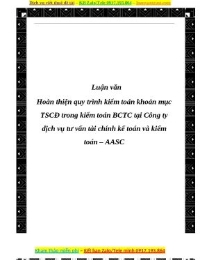 Luận văn hoàn thiện quy trình kiểm toán khoản mục tscđ trong kiểm toán bctc tại công ty dịch vụ tư vấn tài chính kế toán và kiểm toán aasc