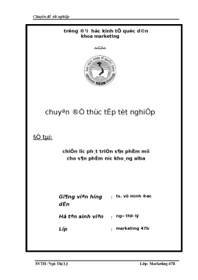 Chiến lược phát triển sản phẩm mới cho sản phẩm nước khoáng alba