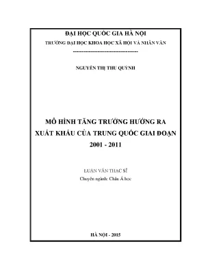 Luận văn thạc sĩ mô hình tăng trưởng hướng ra xuất khẩu của trung quốc giai đoạn 2001 2011
