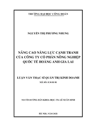 Luận văn thạc sĩ nâng cao năng lực cạnh tranh của công ty cổ phần nông nghiệp quốc tế hoàng anh gia lai