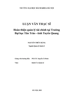 Hoàn thiện quản lý tài chính tại trường đại học tân trào tỉnh tuyên quang