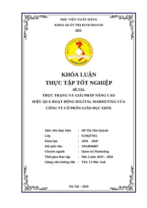 Luận văn tốt nghiệp nâng cao hiệu quả hoạt động digital marketing của công ty cổ phần giáo dục edte