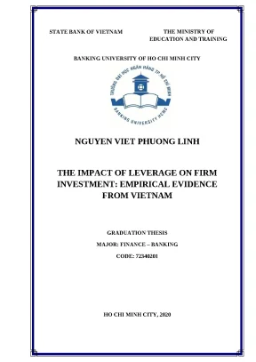 0116 the impact of leverage on firm investment empirical evidence from vietnam bachelor luận văn tcnh nguyen viet phuong linh tran minh tam supervisor tp