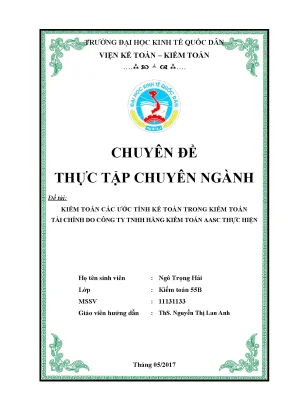 Kiểm toán các ước tính kế toán trong kiểm toán tài chính do công ty trách nhiệm hữu hạn hãng kiểm toán aasc thực hiện