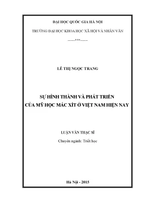 Luận văn thạc sĩ sự hình thành và phát triển của mỹ học mác xít ở việt nam hiện nay