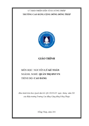 Giáo trình nguyên lý kế toán nghề quản trị doanh nghiệp vừa và nhỏ cao đẳng