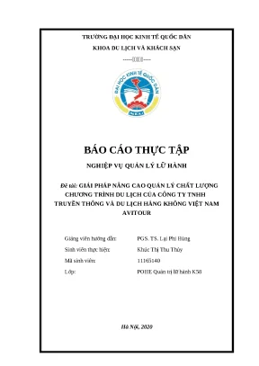 Luận văn tốt nghiệp quản lý chất lượng chương trình du lịch của công ty tnhh truyền thông và du lịch hàng không việt nam avitour