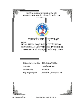 Hoàn thiện hoạt động tuyển dụng nguồn nhân lực tại công ty tnhh hệ thống điện và tự động hóa việt nam