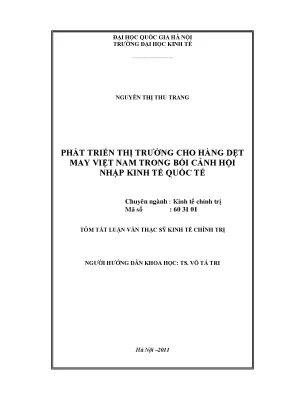 Luận văn thạc sĩ phát triển thị trường cho hàng dệt may việt nam trong bối cảnh hội nhập kinh tế quốc tế