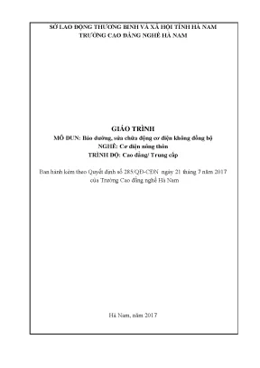 Giáo trình bảo dưỡng sửa chữa động cơ điện không đồng bộ nghề cơ điện nông thôn cđtc