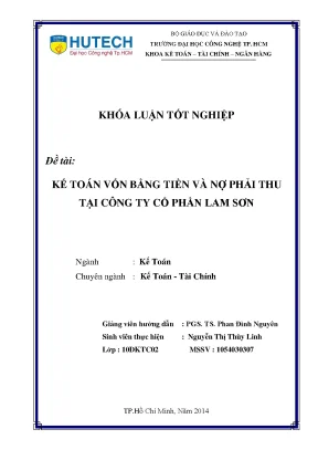 Khóa luận tốt nghiệp kế toán vốn bằng tiền và nợ phải thu tại công ty cổ phần lam sơn