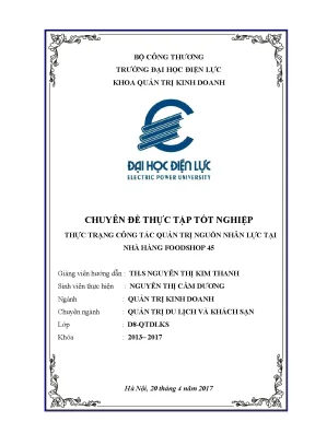 Khóa luận tốt nghiệp thực trạng công tác quản trị nguồn nhân lực tại nhà hàng foodshop 45