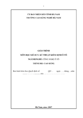 Giáo trình kỹ thuật kiểm định ô tô nghề công nghệ ô tô cao đẳng