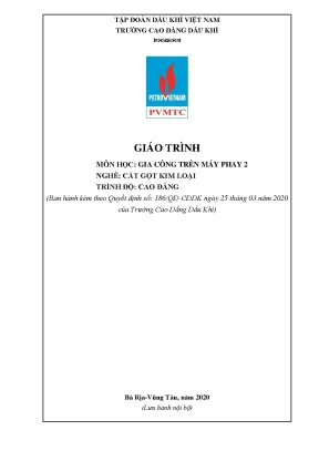 Giáo trình gia công trên máy phay 2 nghề cắt gọt kim loại trình độ cao đẳng trường cao đẳng dầu khí năm 2020