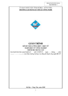 Giáo trình đo lường điện điện tử nghề điện công nghiệp trình độ trung cấp