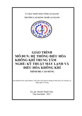 Giáo trình hệ thống điều hòa không khí trung tâm nghề kỹ thuật máy lạnh và điều hòa không khí trình độ cđtc
