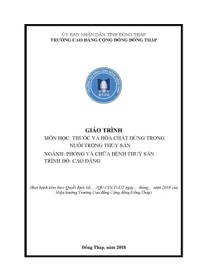 Giáo trình thuốc và hóa chất dùng trong nuôi trồng thủy sản nghề phòng và chữa bệnh thuỷ sản cao đẳng