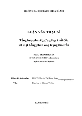 Tổng hợp pha al65cu20fe15 khối đều 20 mặt bằng phản ứng trạng thái rắn
