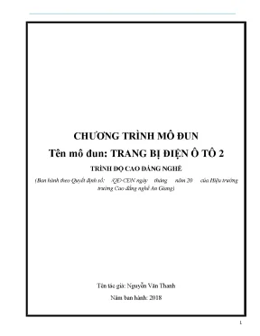 Giáo trình trang bị điện ô tô 2 trình độ cao đẳng