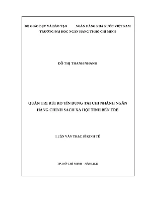 0357 quản trị rủi ro tín dụng tại chi nhánh nh chính sách xã hội tỉnh bến tre luận văn thạc sĩ tcnh đỗ thị thanh nhanh trần trọng huy tp hcm đh nh hcm 20