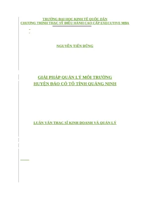 Luận văn thạc sỹ kinh doanh và quản lý giải pháp quản lý môi trường huyện đảo cô tô tỉnh quảng ninh