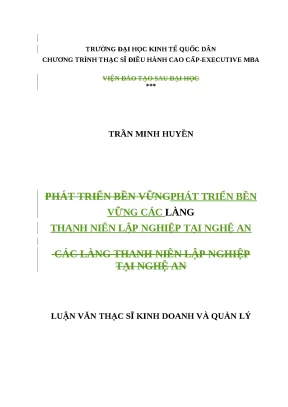 Luận văn thạc sĩ kinh doanh và quản trị phát triển bền vững các làng thanh niên lập nghiệp tại nghệ an
