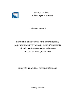 Luận văn thạc sĩ hoàn thiện hoạt động kinh doanh dịch vụ ngân hàng điện tử tại ngân hàng nông nghiệp và phát triển nông thôn việt nam chi nhánh tỉnh quảng bình