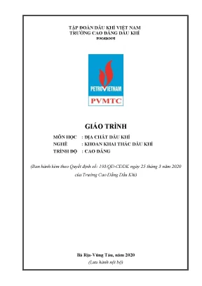 Giáo trình địa chất dầu khí nghề khoan khai thác dầu khí trình độ cao đẳng