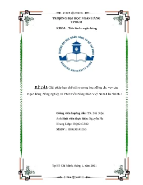 1123 giải pháp hạn chế rủi ro trong hoạt động cho vay của nh nông nghiệp và ptnt việt nam chi nhánh 7 khóa luận tài chính nh nguyễn phi khang bùi diệu