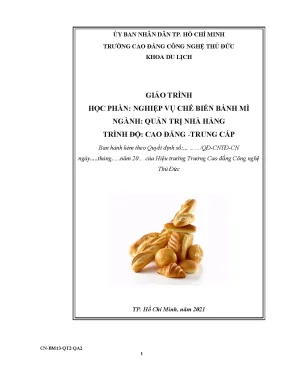 Giáo trình nghiệp vụ chế biến bánh mì dành cho bậc cao đẳng trung cấp ngành quản trị nhà hàng