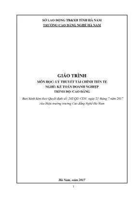 Giáo trình lý thuyết tài chính tiền tệ nghề kế toán doanh nghiệp cao đẳng