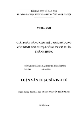 Giải pháp nâng cao hiệu quả sử dụng vốn kinh doanh tại công ty cổ phần thành hưng
