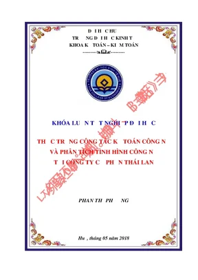 Khóa luận tốt nghiệp thực trạng công tác kế toán công nợ và phân tích tình hình công nợ tại công ty cổ phần thái lan