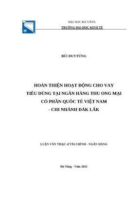 Luận văn thạc sĩ hoàn thiện hoạt động cho vay tiêu dùng tại ngân hàng thương mại cổ phần quốc tế việt nam chi nhánh đắk lắk