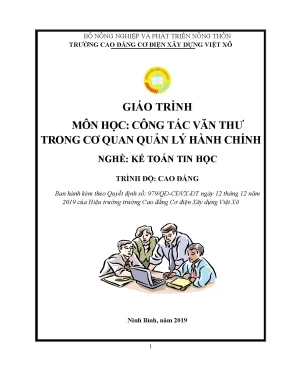 Giáo trình công tác văn thư trong cơ quan quản lý hành chính nghề kế toán tin học cao đẳng