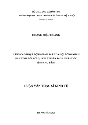 Khóa luận tốt nghiệp hoạt động giám sát của hội đồng nhân dân tỉnh đối với quản lý ngân sách nhà nước tỉnh cao bằng