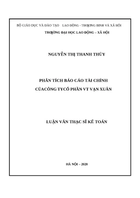 Luận văn thạc sĩ kế toán phân tích báo cáo tài chính củacông tycổ phần vt vạn xuân