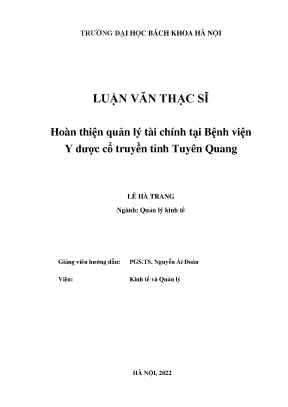 Hoàn thiện quản lý tài chính tại bệnh viện y dược cổ truyền tỉnh tuyên quang