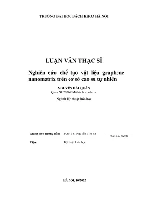 Nghiên cứu chế tạo vật liệu graphene nanomatrix trên cơ sở cao su tự nhiên